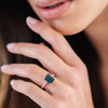 18CT ROSE GOLD LONDON BLUE TOPAZ & DIAMOND SARDINIA RING