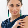 STERLING SILVER LAPIS, GREEN AGATE & CHRYSOPRASE WILLOW TREE EARRINGS