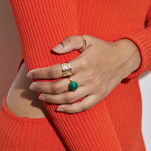 9CT MALACHITE LOREN RING
