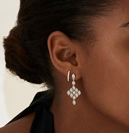 18CT DIAMOND FLEURUS DROP EARRINGS