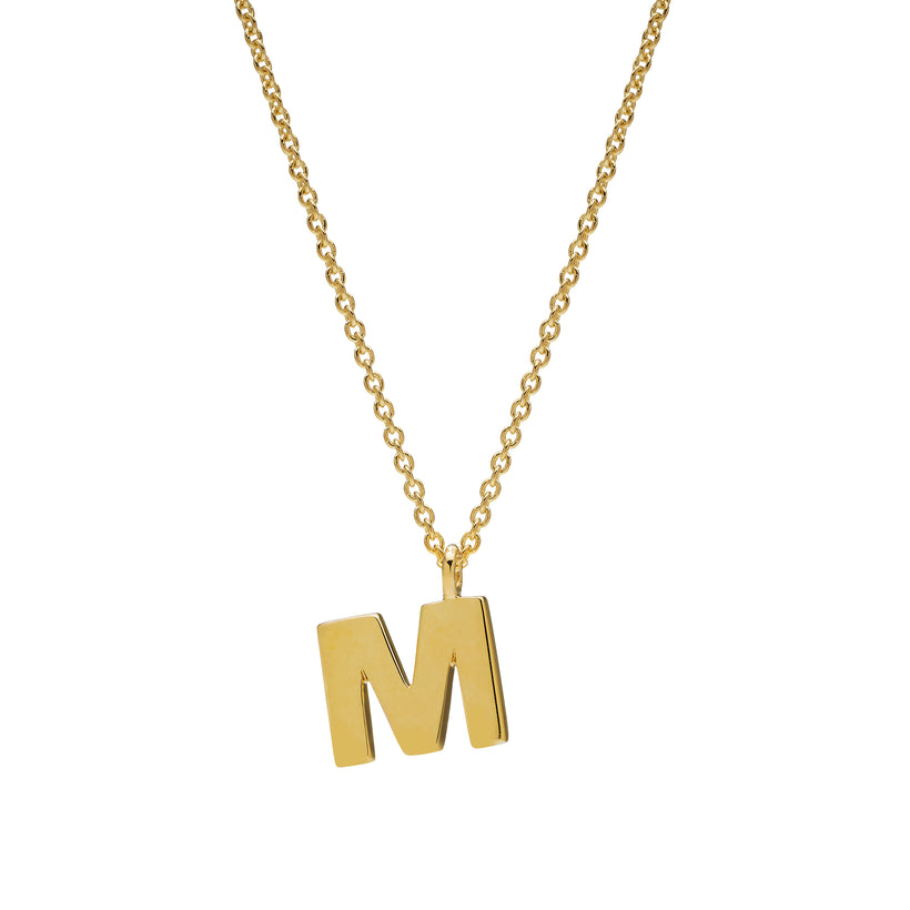 9CT 'M' AMATE PENDANT