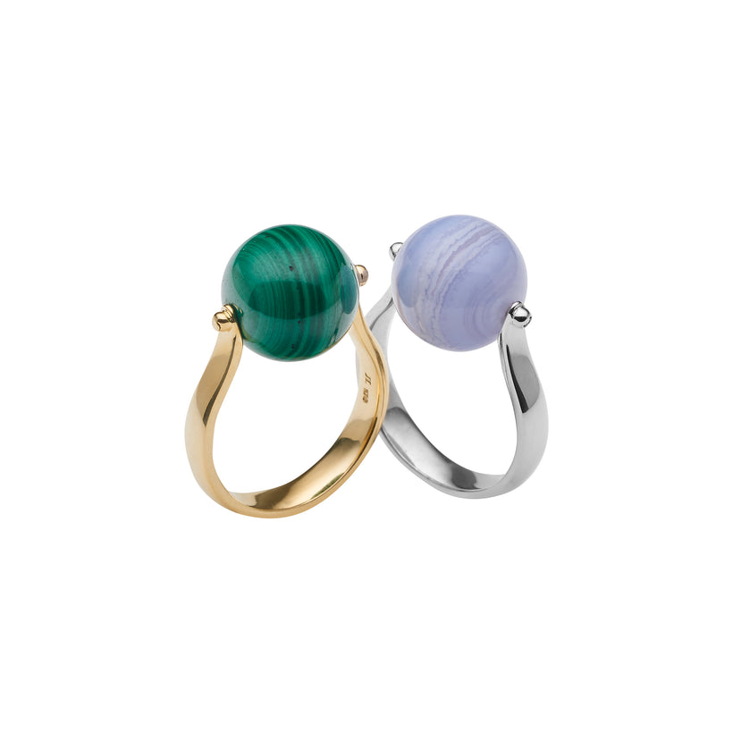 9CT MALACHITE LOREN RING