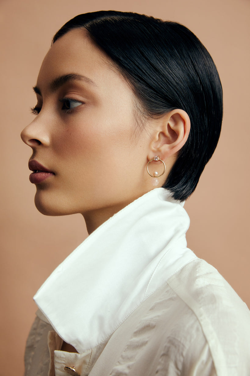 9CT PINK MORGANITE & PEARL CARRIE EARRINGS