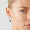 18CT LONDON BLUE TOPAZ, AQUAMARINE & GREEN AMETHYST KAPUTAR EARRINGS
