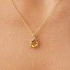 18CT YELLOW GOLD HONEY QUARTZ & CHAMPAGNE DIAMOND BONNARD PENDANT