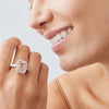18CT PINK MORGANITE & DIAMOND ROCHESTER RING