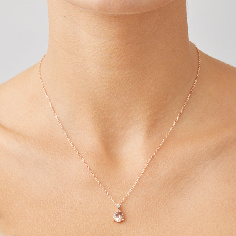 18CT ROSE GOLD PINK MORGANITE & DIAMOND BONNARD PENDANT