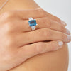 18CT LONDON BLUE TOPAZ & DIAMOND MONTMARTRE RING