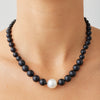 SOUTH SEA PEARL & ONYX STERLING SILVER MINI KELLY NECKLACE
