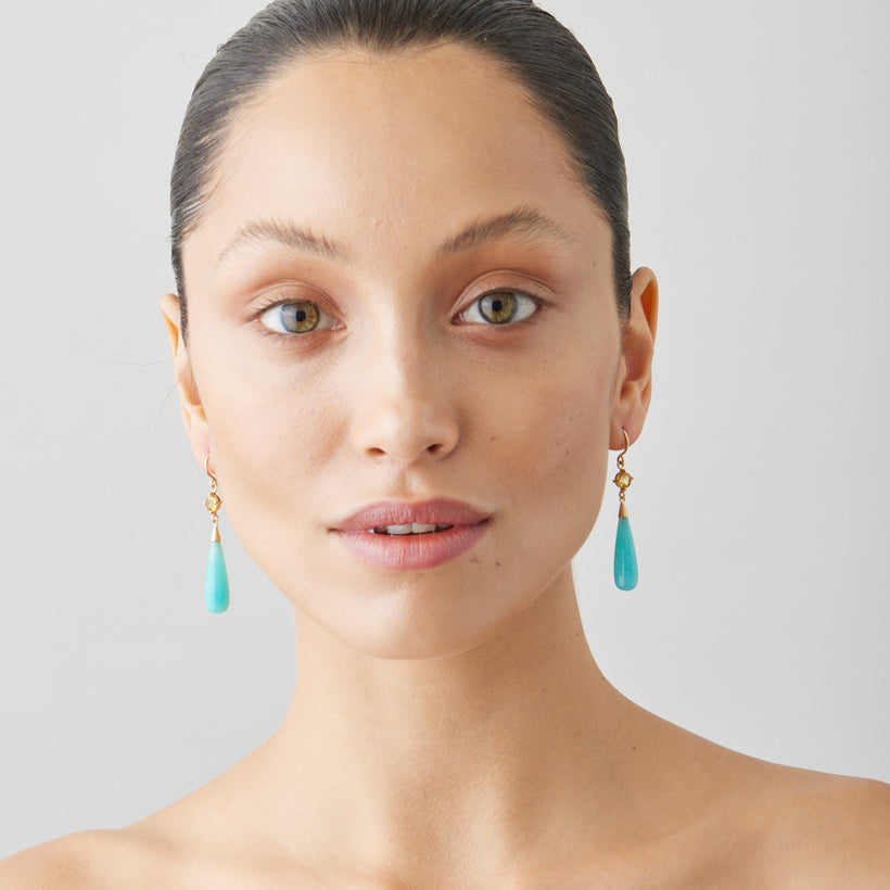 9CT AMAZONITE & CITRINE SALSA EARRINGS
