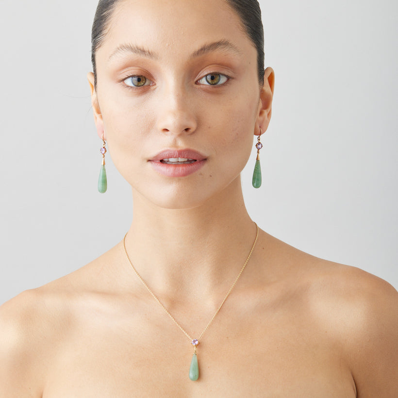 9CT ADVENTURINE & AMETHYST SALSA PENDANT