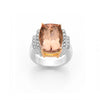 BESPOKE 18CT WHITE & ROSE GOLD BARREL PINK MORGANITE & DIAMOND RING