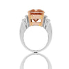 BESPOKE 18CT WHITE & ROSE GOLD BARREL PINK MORGANITE & DIAMOND RING