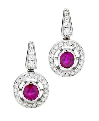 BESPOKE 18CT OVAL RUBY & DIAMOND STUD EARRINGS