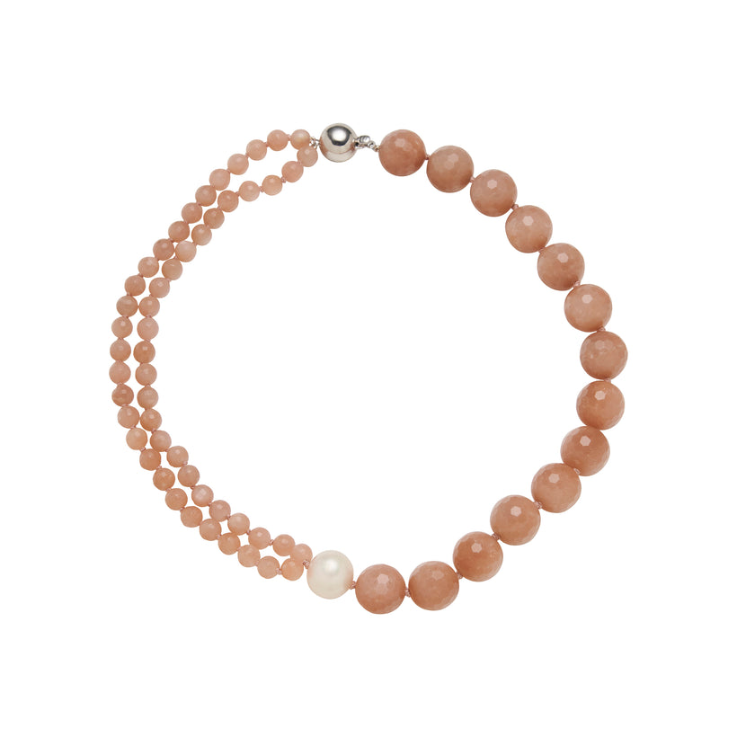 SOUTH SEA PEARL & PEACH MOONSTONE JACKI NECKLACE
