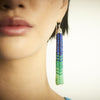 STERLING SILVER LAPIS, GREEN AGATE & CHRYSOPRASE WILLOW TREE EARRINGS
