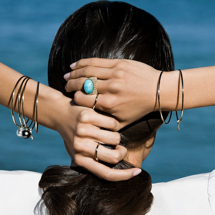 9CT TAHITIAN PEARL CHARM BANGLE