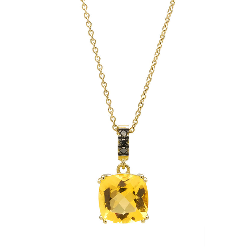 18CT HONEY QUARTZ & BLACK DIAMOND KAARINA PENDANT