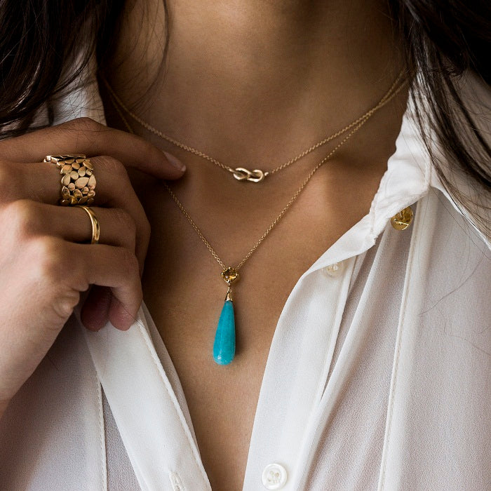 9CT AMAZONITE & CITRINE SALSA PENDANT