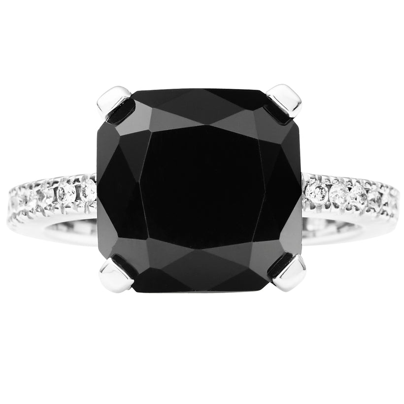 18CT ONYX & DIAMOND LA RAMBLA RING