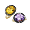 18CT HONEY QUARTZ & BLACK DIAMOND KAARINA RING