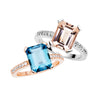 18CT PINK MORGANITE & DIAMOND SARDINIA RING