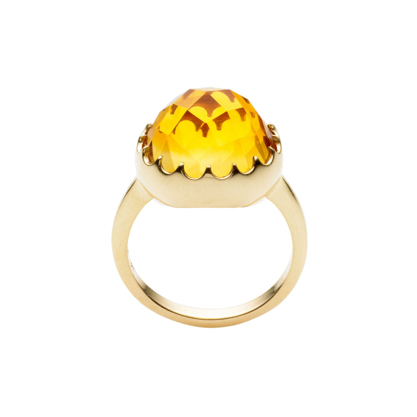 9CT YELLOW GOLD CITRINE DUOMO RING